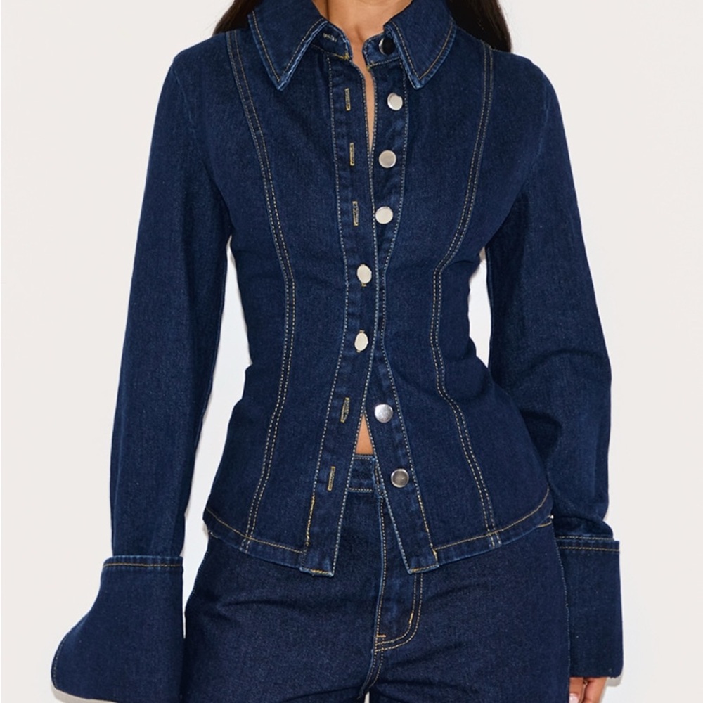 Fitted Denim Top - Flare sleeves